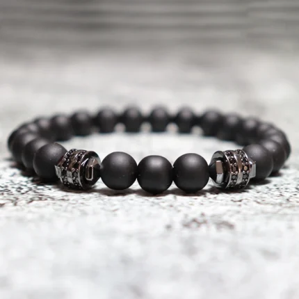 New In Unique Men Bracelet Set Luxury Black Zirconia Braclet Homme Natural Lava Tiger Eyes Stone Braslet Beaded Accessories Gift - Image 13