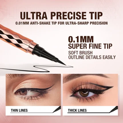 O.TWO.O Eyeliner Pencil Liquid Eye Liner Waterproof Smudge Proof Quick Drying 12 Hour Wear Ultra Fine Black Eyeliner for Arrows - Image 3
