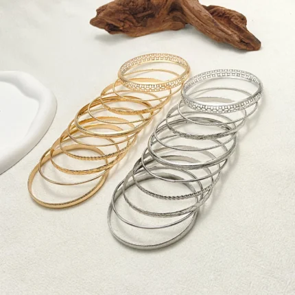 Fashion Stainless Steel Bracelets for Women Men Twist Texture Bangles Gold Silver Color Jewelry Statement Streetwear Goth Gifts - Image 15