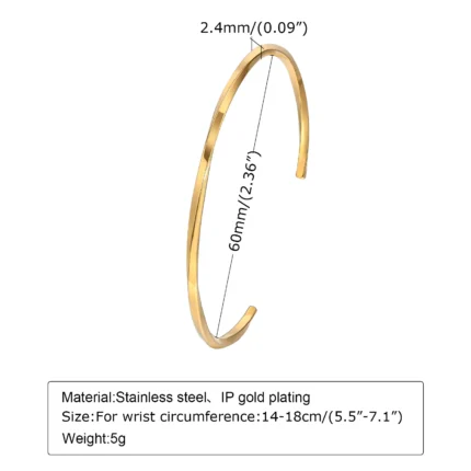 Vnox Chic Mobius Cuff Bangle Bracelets Women Men,Gold Color Waterproof Thin 4MM Stainless Steel Twisted Wristband Gift Jewelry - Image 5