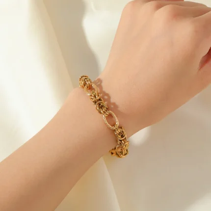 EILIECK 316L Stainless Steel Twisted Bracelet Bangles For Women Trendy 18K Gold Plated Wrist Chain Waterproof Jewelry Gift Party - Image 4