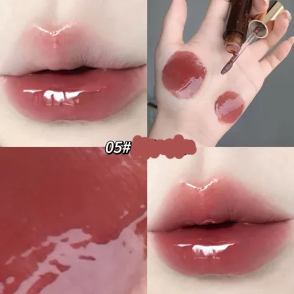 Retro Clear Lip Glaze Gloss Mirror Glitter Non Stick Cup Brighten Jelly Dark Lipstick Red Brown Dupes Lip Ink Tint Korean Makeup - Image 10