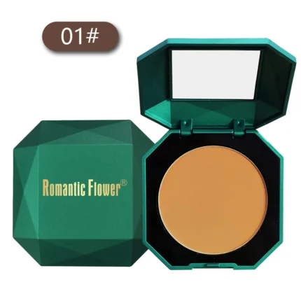 Dark powder with mirror puff, matte face foundation setting powder, long lasting concealer waterproof makeup - Image 10
