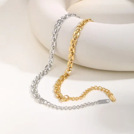 Square Hollow Link Chain Bracelet for Women, Watch Brand Style Stainlesss Steel Hypoallergenic Minimalist Jewelry - Image 5