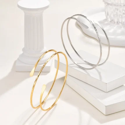 Upper Arm Cuff Bracelet for Women, Minimalist Gold Plated Armband Statement Party Armlets Jewelry - Image 3