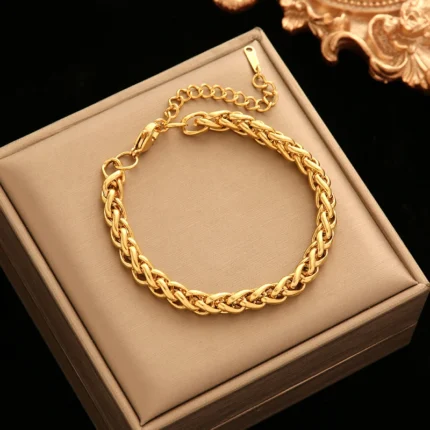 EILIECK 316L Stainless Steel Twisted Bracelet Bangles For Women Trendy 18K Gold Plated Wrist Chain Waterproof Jewelry Gift Party - Image 11