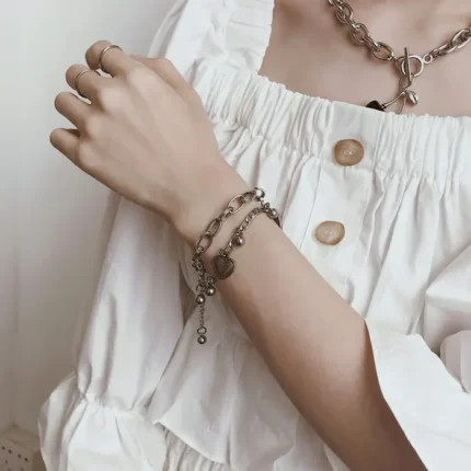 5Pcs Set Gold/Silver Color Fashion Charm Bracelet Women Retro Glossy Geometric Metal Twist Chain Bangles Bracelet Set Jewelry - Image 115