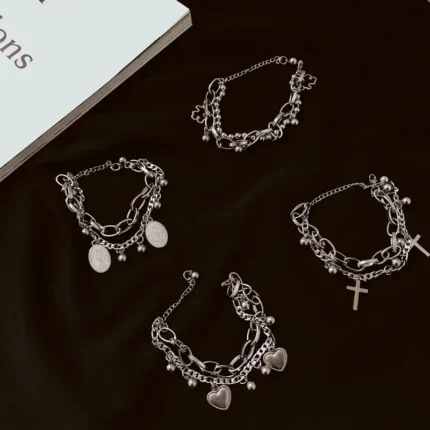 5Pcs Set Gold/Silver Color Fashion Charm Bracelet Women Retro Glossy Geometric Metal Twist Chain Bangles Bracelet Set Jewelry - Image 111