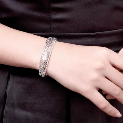 Fine Hollow pattern bangles 925 Sterling Silver cuff Bracelets for Women adjustable Fashion luxury Jewelry wedding Party Gifts - Image 10