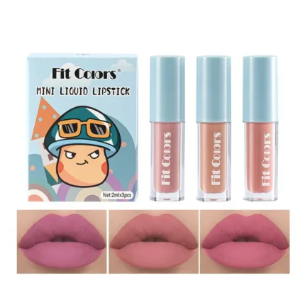 Cute Lipstick Set 3pcs/set Velvet Matte Waterproof Red Nude Black Lip Stick Tint Makeup Mini Lip Gloss Kit Plumping Lip Oil Set - Image 6