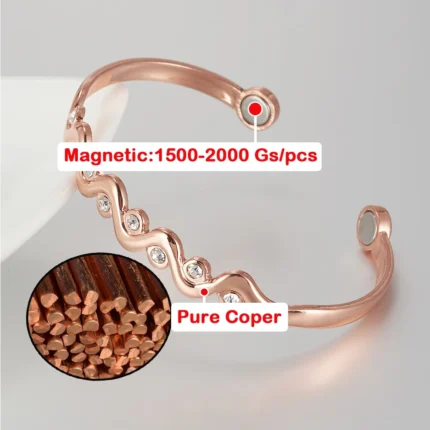 Vinterly Pure Copper Bracelets Magnetic Cubic Zirconia Adjustable Bangles Arthritis Health Magnet Jewelry Crystal Anti Radiation - Image 4