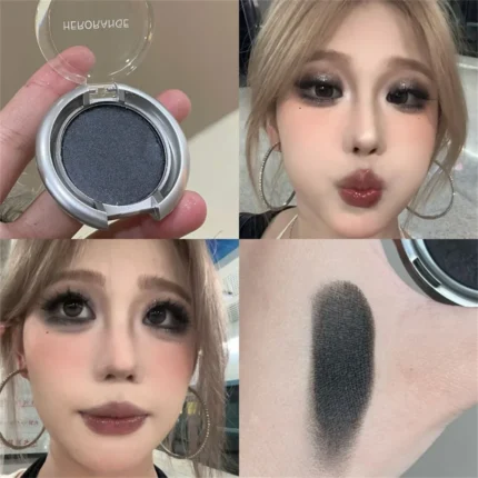 Smoky Pearl Glitter Eyeshadow Green Black Purple Shimmer Silkworm Highlight Creamy Monochrome Eye Shadow Matte Palette Makeup - Image 9