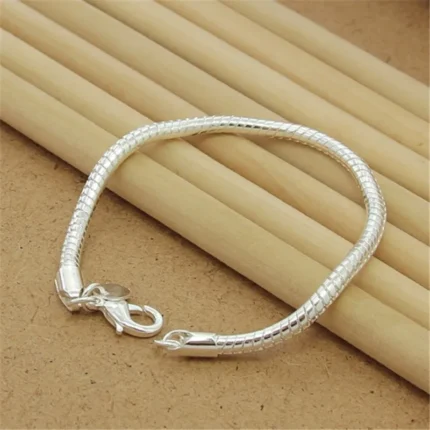 Noble 925 Sterling Silver Square Solid Chain Bracelet For Women Men Charm Party Gift Wedding Fashion Jewelry - Image 27