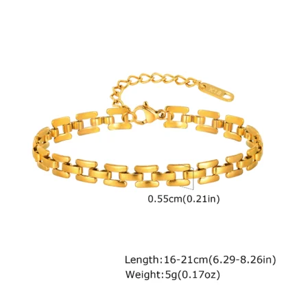 Square Hollow Link Chain Bracelet for Women, Watch Brand Style Stainlesss Steel Hypoallergenic Minimalist Jewelry - Image 7