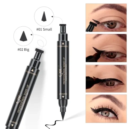 Eyeliner Pen With Eye Makeup Stamp, Waterproof Double Ended Long Lasting Heart Pentagram Moon Flower Shaped Eyeliner Stamp - Image 7
