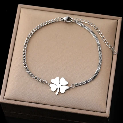 Stainless Steel Bracelets Classic Lucky Clovers Pendant Hip Hop Bracelet For Women Jewelry Non-fading High-quality Everyday Wear - Image 11